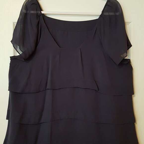 Jacques Vert Women's Double Silky Layer Ruffle Top ~ Sz XL (16) (tags removed) ~ - Picture 2 of 5